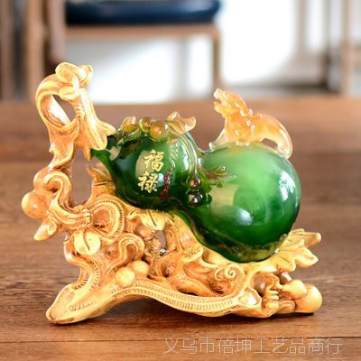 翠玉葫蘆中式擺件 招財辟邪與家居美學(xué)的完美融合